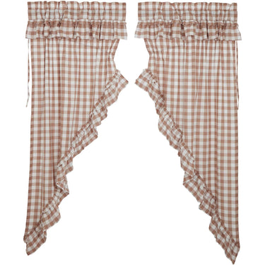 Annie Buffalo Portabella Check Ruffled Prairie Short Panel Set of 2 63x36x18 VHC Brands - The Fox Decor